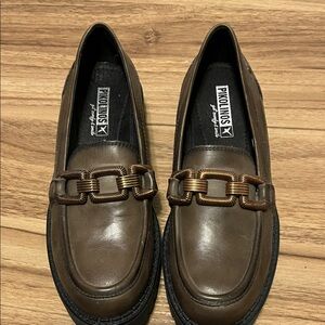 Pikolinos Aviles Olive/Brown “Aloe” Leather Loafers